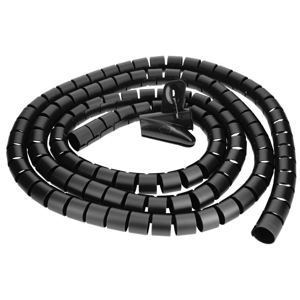 flexibel & kürzbar Spiralschlauch mit Einfädelhilfe Längen Kabelspirale versch 2,5 m, Schwarz für PC 2x Kabelschlauch 