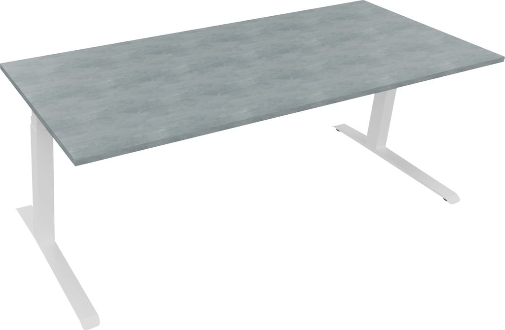 Sitz-/Stehtisch Kufe Doppels. Quad. B2000xT800xH645-1275 ws/Beton