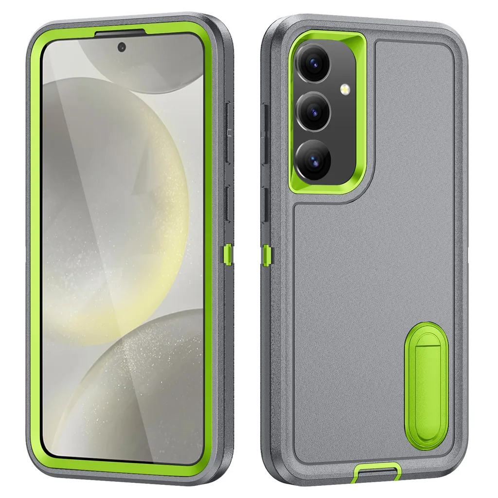 Custodia per Samsung Galaxy S25+ Custodia protettiva ibrida antiurto a tre strati con supporto Grigio
