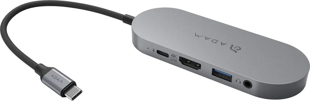 Adaptateur Multiport USB-C avec Stockage SSD Externe Hub 5-en-1 Gris
