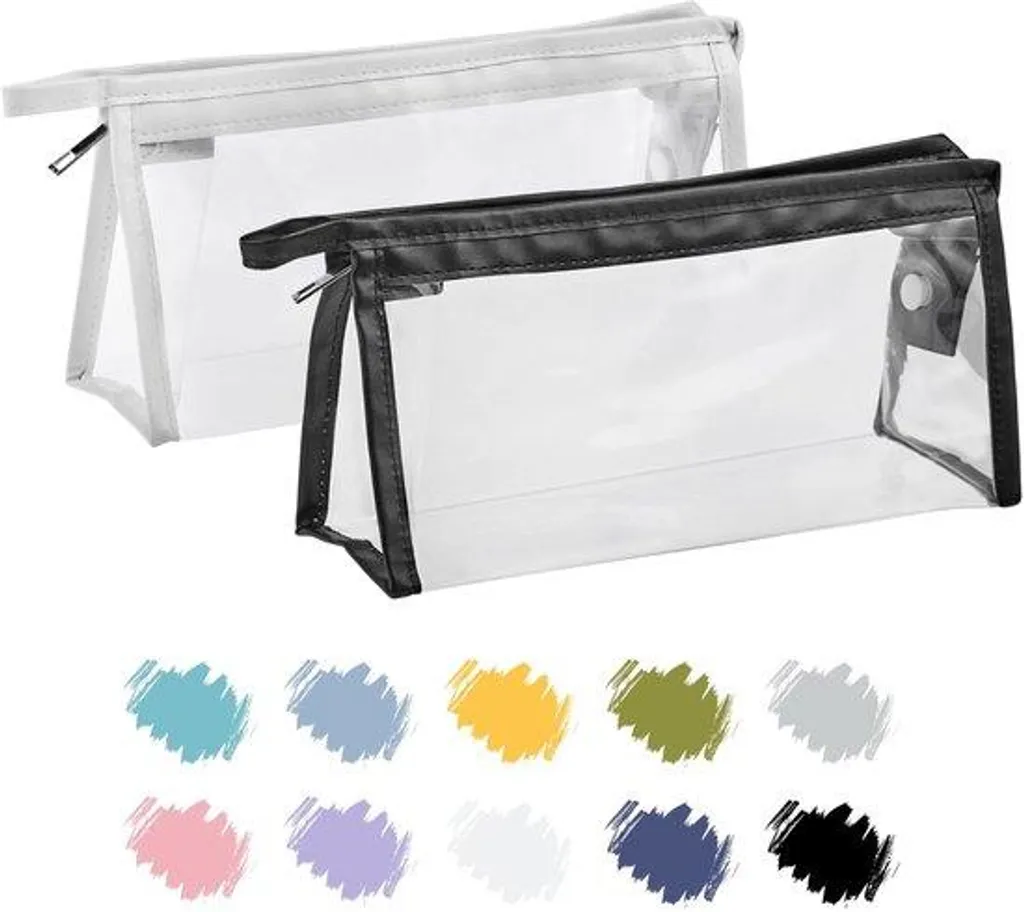 Petit étui transparent étanche en PVC noir - Pochette robuste femme