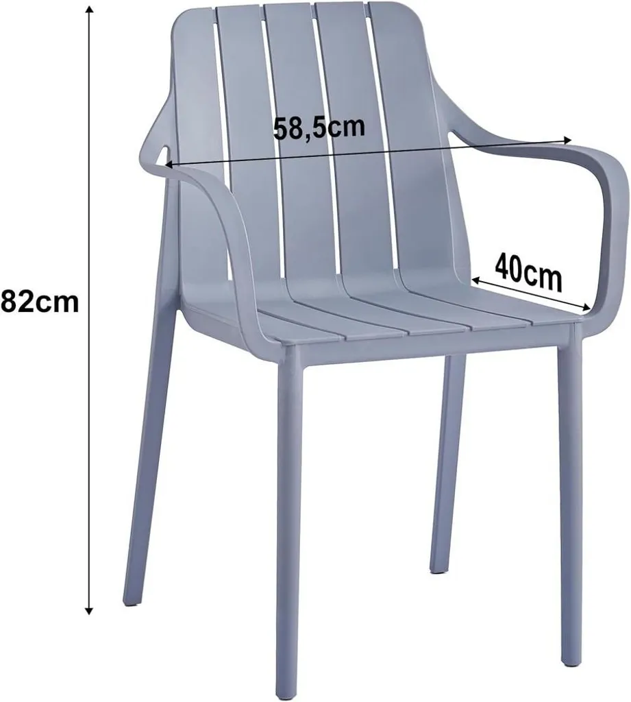 Sedia da Giardino VORTIVO Grigio: Impilabile, Forte 200kg e Anti-UV - 3