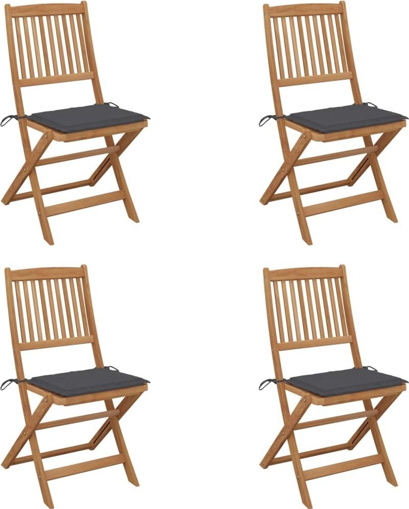 Eleganten-Stil Klappbare Gartenstühle 4 Stk. mit Kissen Massivholz Akazie - Gartenstühle Hommie9095703 2parcel