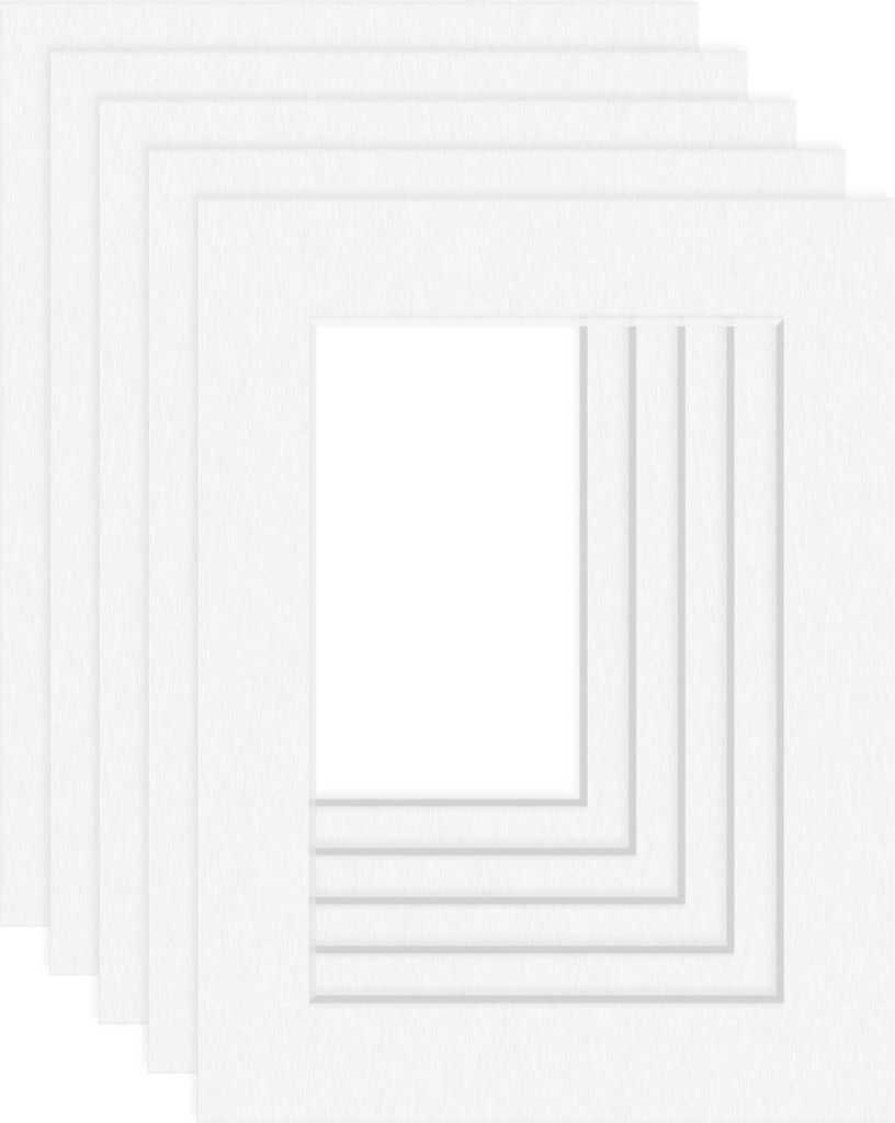 DEHA Design Passepartout (5er Set) 30x40 cm für Bilder im Format 20,5x29,5 cm (DIN A4), Hellweiß