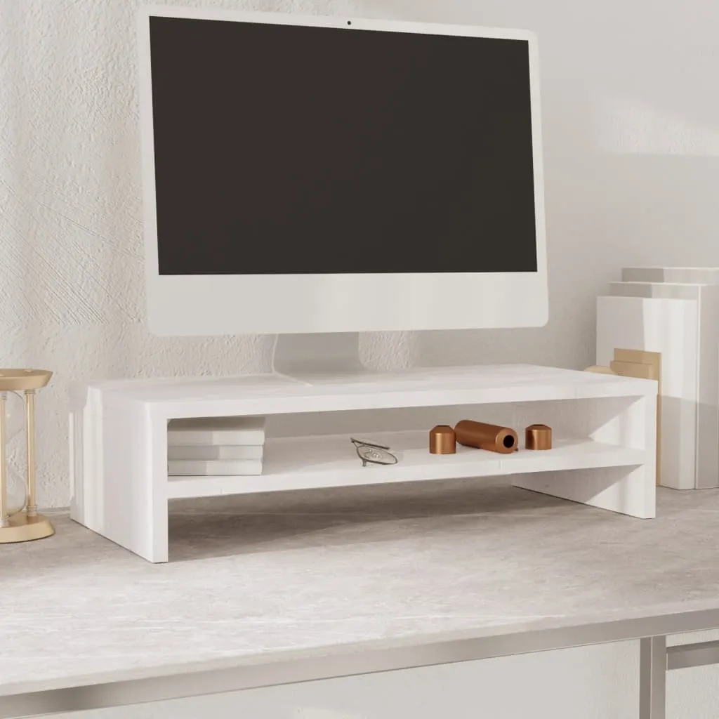 Rialzo Monitor Bianco 50x24x13cm Pino Massiccio - Supporto Scrivania