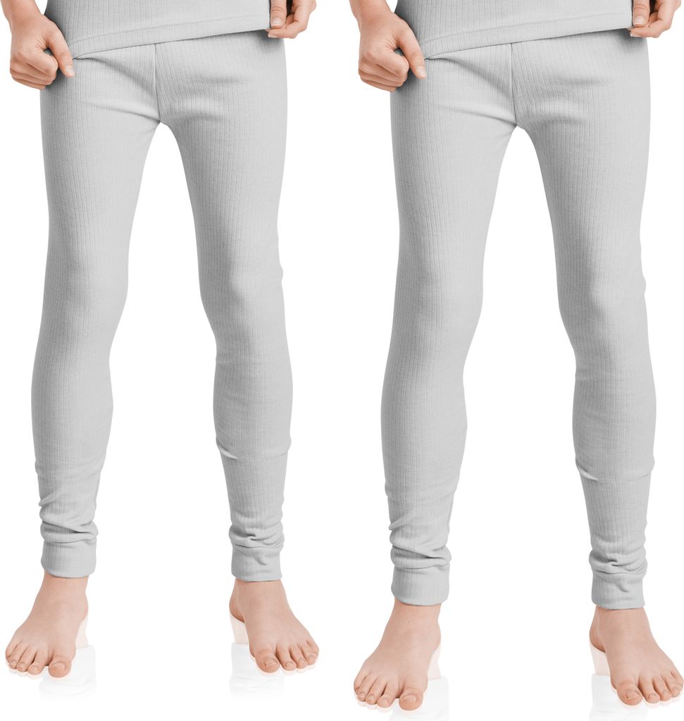 2er Pack Lange Kinder Thermo Unterhose - Sports Grey 122-128