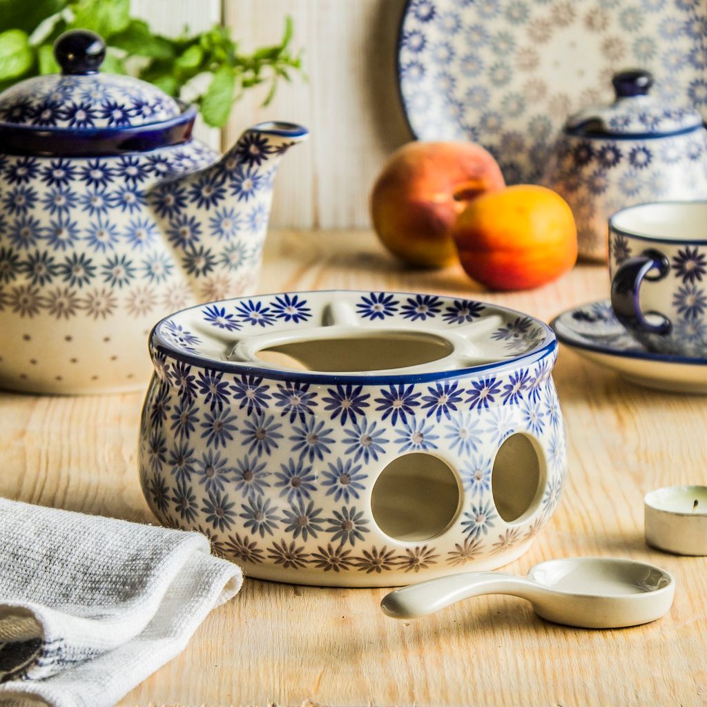 Bloomingville Stövchen Susie - Retro Teewärmer Aus Keramik In Rot, Ø 14,5 Cm