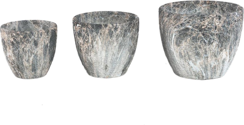 PTMD – Topf Miah – Grau – 25 x 25 x 21 cm – 3er-Set