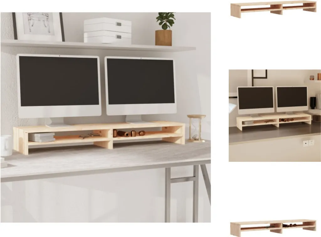 Rehausseur d'écran pour Bureau et Meuble TV 100cm - Organisateur Bois