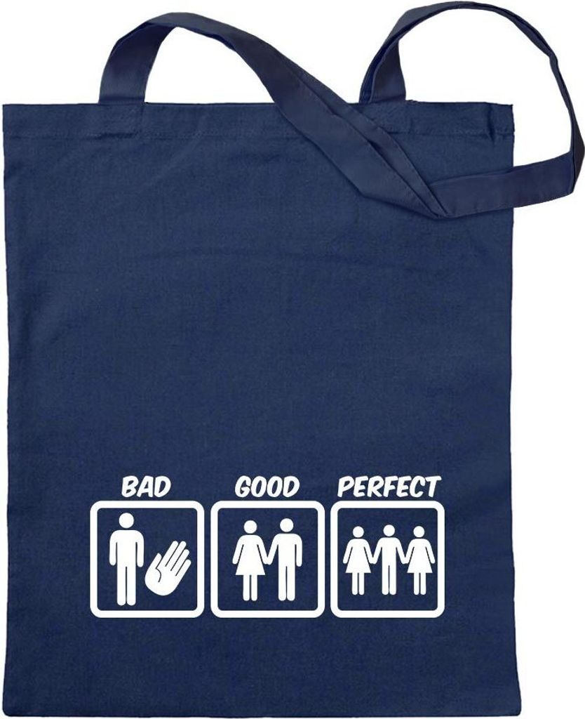 Kiwistar - Baumwolltasche - dunkelblau - Good Bad Perfect - Tragetasche Stoffbeutel Umhängetasche Langer Henkel