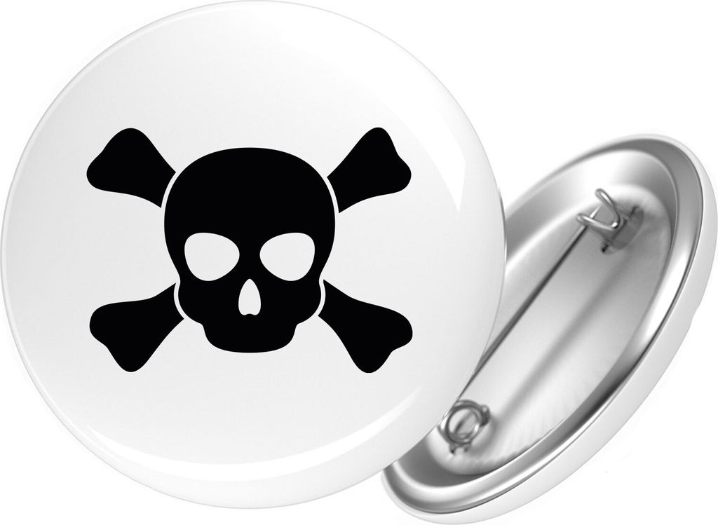 Huuraa Button Pirat Totenschädel 59mm rund mit Sicherheitsnadel Ansteckbutton Geschenkidee