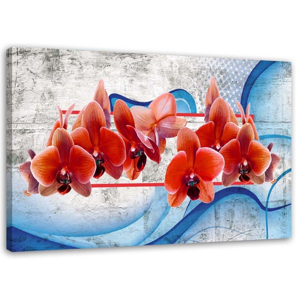 Leinwandbild rote orchideenblüten 100x70 cm Feeby rot wandbild bereit zum aufhängen