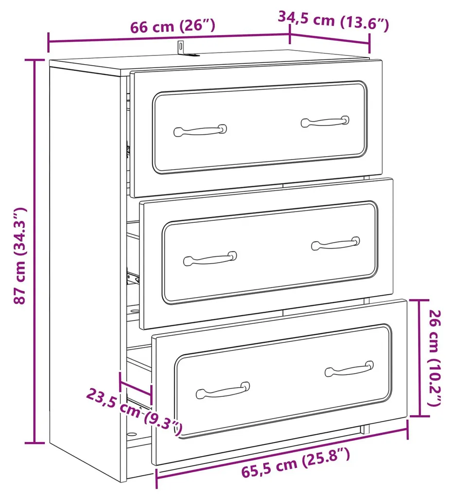 Commode Chêne Artisanal 66 cm Robuste avec Finition Bois Naturel Mat - 8