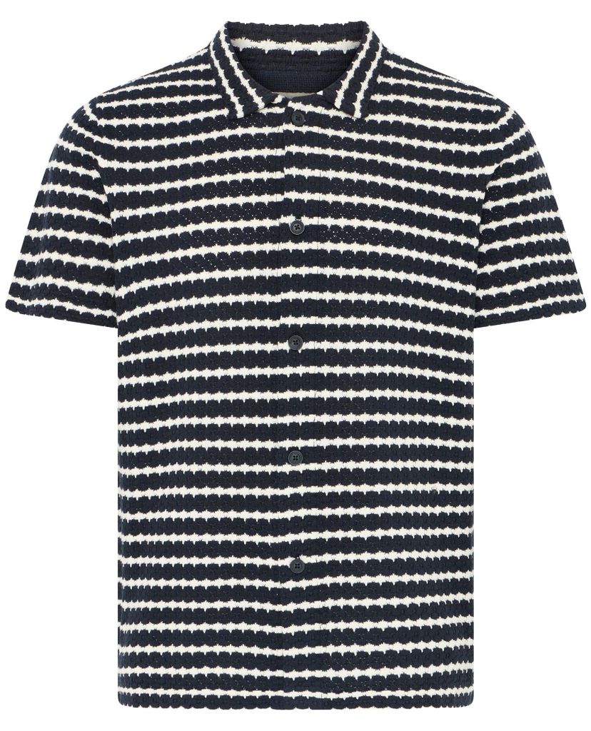 BLEND Bequemes Kurzarmshirt Knopfleiste Einfarbig Polokragen Größe: L