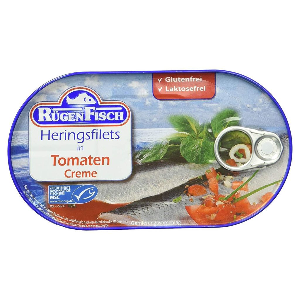 Rügenfisch Heringsfilet in e Tomaten Creme Soße 200g Produktbild 
