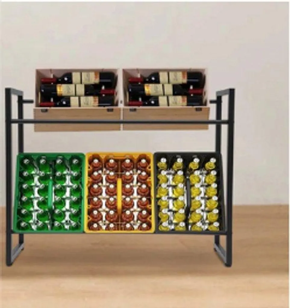 Support pour cartons et casier à vin noir 4 unités 104 x 32 x 82 cm