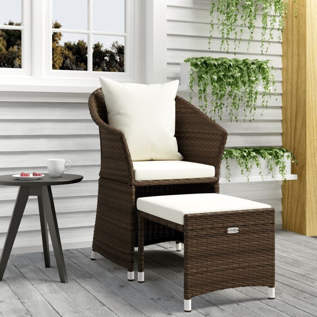"Rabatt" 2-tlg. Garten-Lounge-Set - Wetterfestes Sitzgruppe - für 1 Personen - mit Kissen Braun Poly Rattan - Lounge-Dining set CC8454