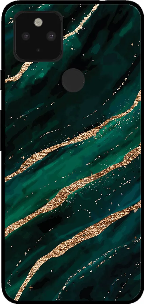 Custodia Google Pixel 5 Marmo Verde Oro: Eleganza TPU e Protezione Top