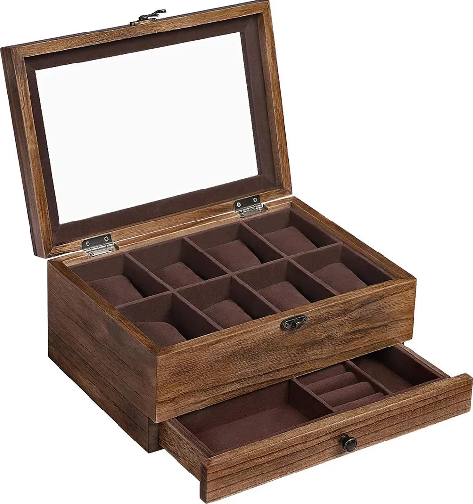 Boîte à montres 8 compartiments avec coussins, coffret en similicuir