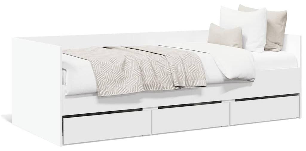Łóżko Dzienne Z Szufladami, Bez Materaca, Białe, 100X200 Cm Zdjęcie produktu 