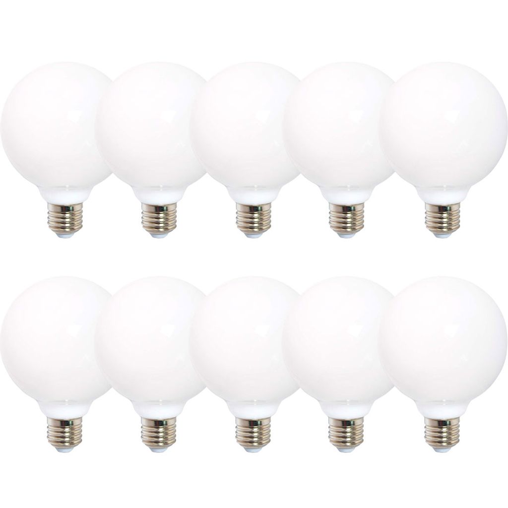 10 x LED Filament Leuchtmittel Globe G125 8W = 60W E27 opal Produktbild 