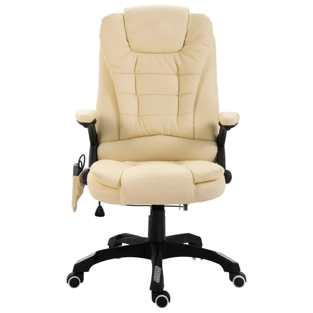 Chaise de bureau de massage Crème vidaXL en similicuir rembourré