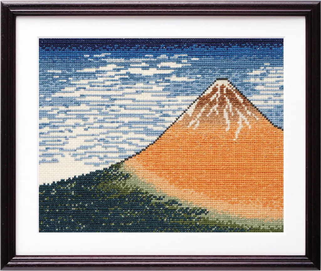 Kit broderie point de croix Hokusai Olympus Le Fuji par temps clair