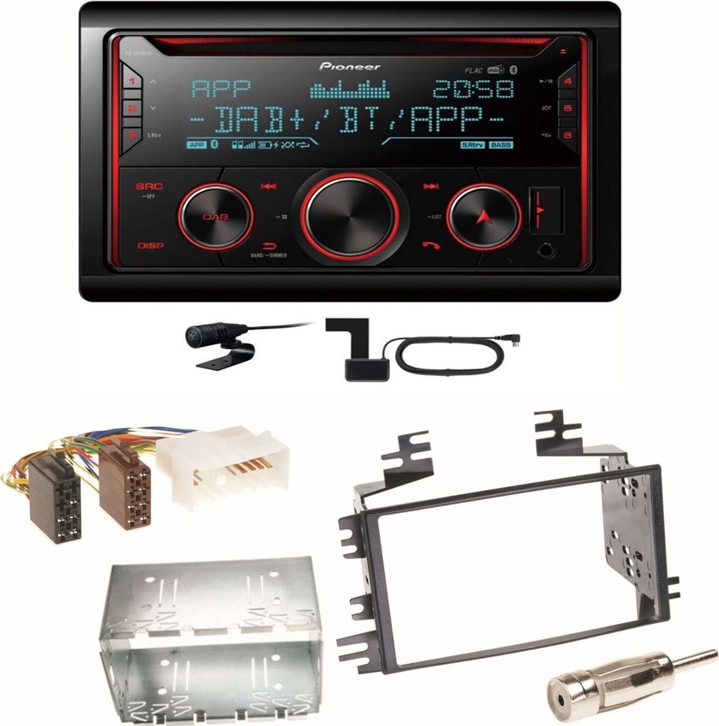 Pioneer FH-S820DAB DAB+ Bluetooth FLAC USB Einbauset für Kia Sportage JE Rio JB