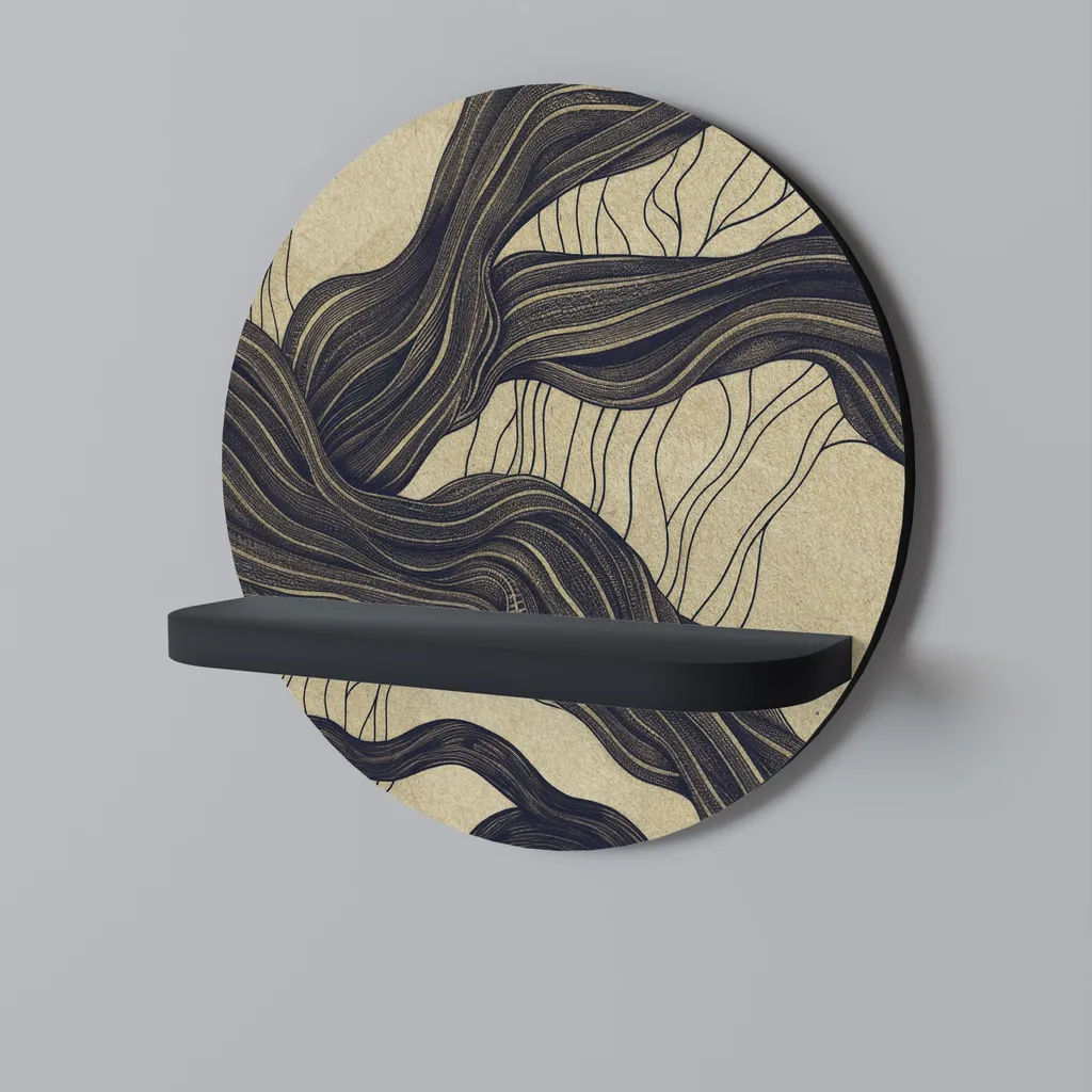 Étagère murale circulaire en métal noir pour décoration de salon moderne