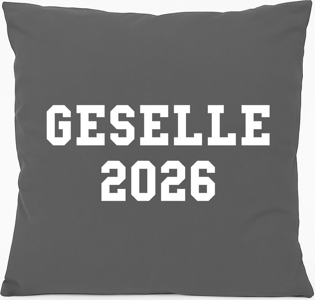 Huuraa Kissen Geselle 2026 Ausbildung 40x40cm mit Füllung Steel Grey Baumwolle Dekokissen Geschenkidee
