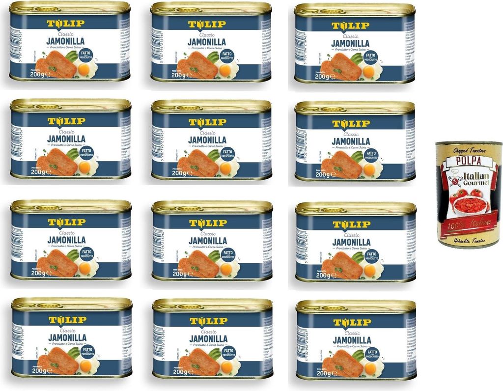 Tulip Jamonilla,Schinken und Schweinefleisch 12x200gr + Italian Gourmet Polpa 400g