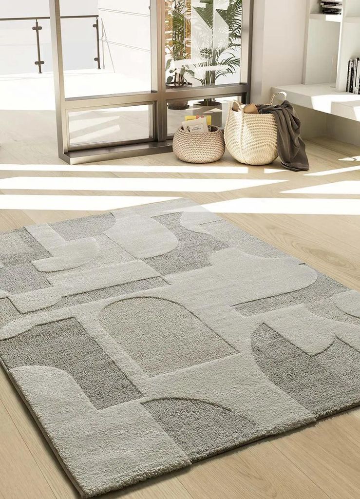 ATTICGO Kurzflorteppich VERONA Geometrisch mit relief in Creme, 120x170 cm