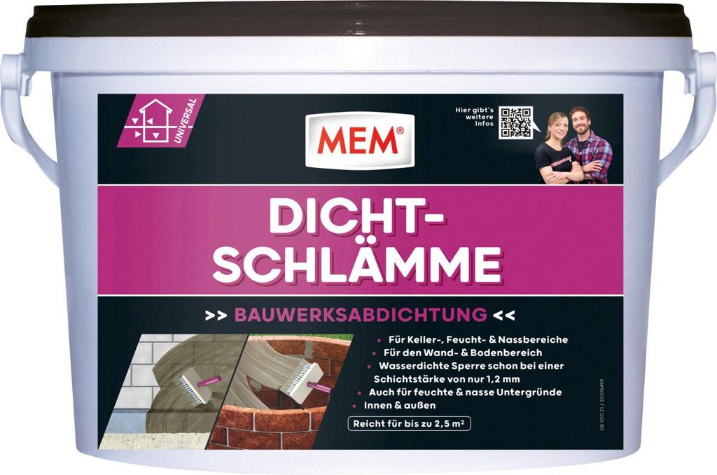 MEM Dichtschlämme 5 Kg, zementär, rissüberbrückend, Produktbild 