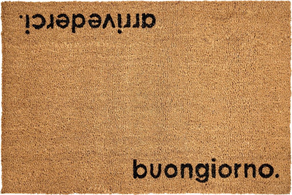 BELIANI Fußmatte Naturfarben Kokosfaser 60 x 90 cm Rechteckig mit Schriftzug Anti-Rutsch-Rückseite Indoor Innenbereich Fußabtreter