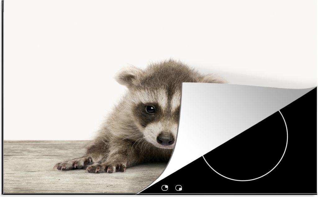 KitchenYeah Herdabdeckplatte Waschbär - Tiere - Jungen - Mädchen , 81x52cm, Küche Deko, Glaskeramikfeld Herdabdeckung, Abdeckplatte fùr Kochfeld