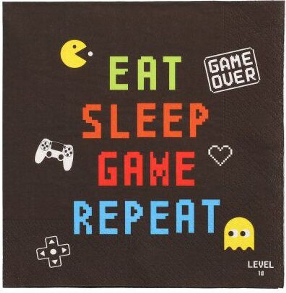 200 Servietten, 3-lagig 1/4-Falz 33 cm x 33 cm "Gamer"
