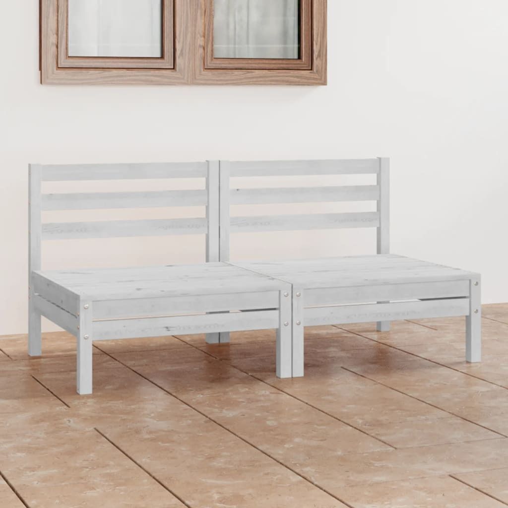 Möbel 2-Sitzer-Gartensofa Weiß Kiefer Massivholz - Gartensofas 3082373