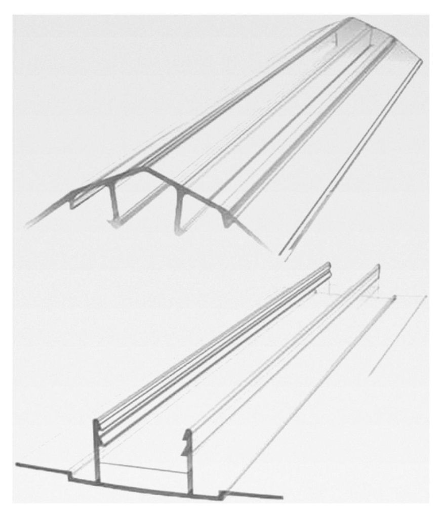 Verbindungsprofil aus Polycarbonat 1,5 m – Transparent – Ober- und Unterprofil für 16-20 mm Stegplatten – Verbindungsschiene für Gewächsh...