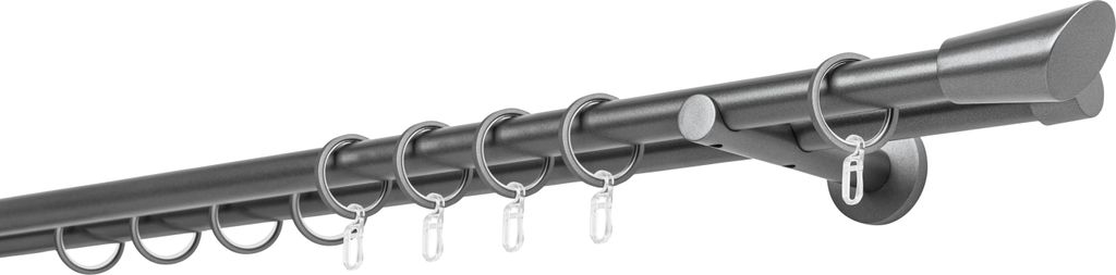 Gardinenstange auf Maß 20mm Rag 2-lauf Wandträger 12cm Farbe: Anthrazit, Größe: 280cm