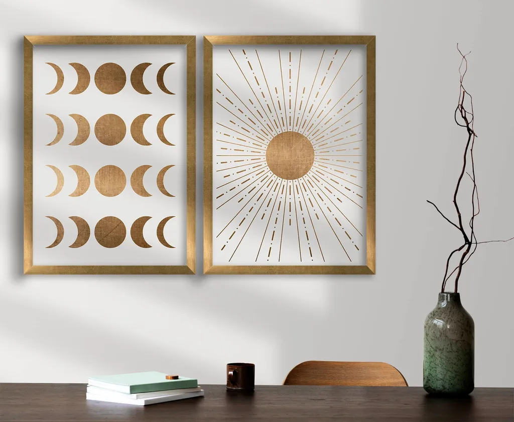 Wallity, 2P3853NISCT-013, Quadro decorativo in MDF con cornice (2 pezzi), 100 % MDF, Marrone, 38 x 53 cm