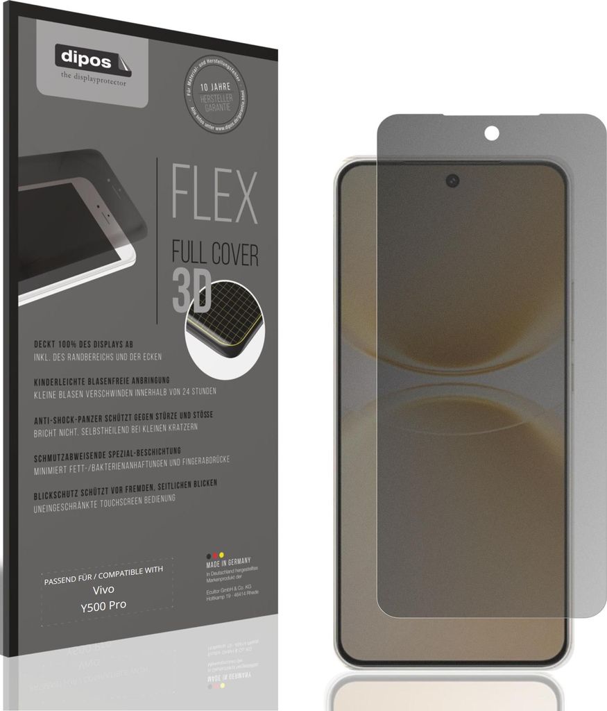 Full Cover Privacy Blickschutzfolie für Vivo Y500 Pro Folie Anti-Shock