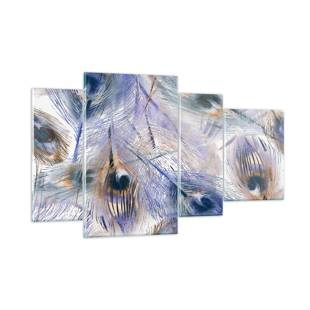 Bilder auf glas - Pfau Feder modern - 120x70cm - Glasbilder - Wandbilder - Kunstdruck - zum Aufhängen bereit - Wanddekoration aus Glas - Glas Bild...