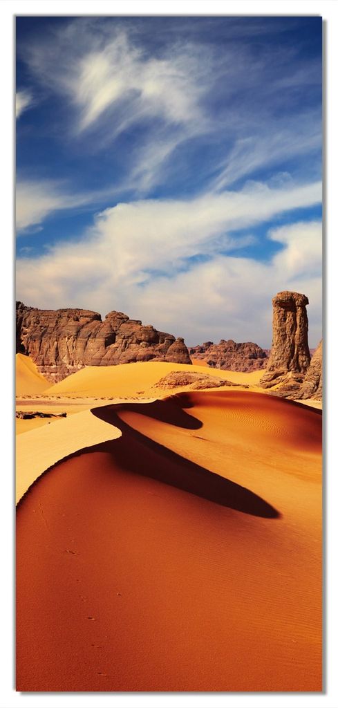 Wallario selbstklebende Türtapete 100 x 220 cm mit Schutzlaminat - Felsen und Sand in der Sahara Wüste