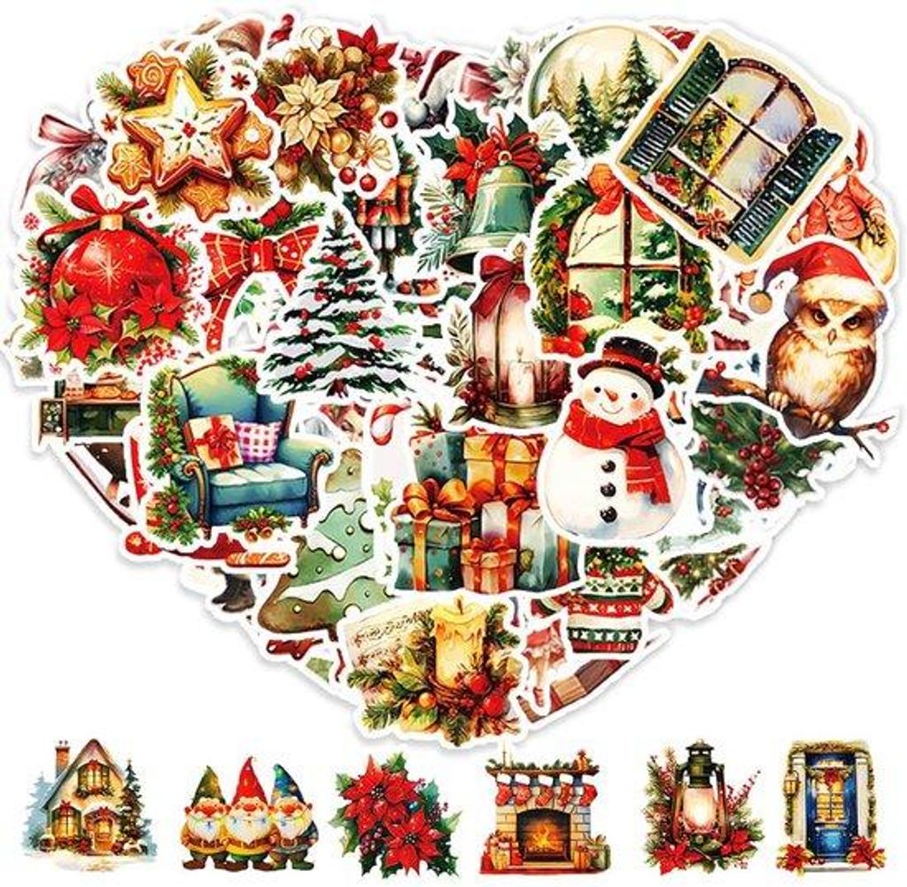 Kerststickers Vintage Selbstklebend für Paketieren und Basteln