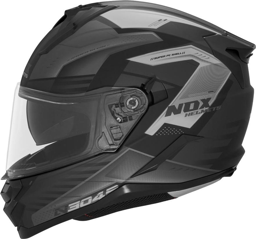 Motorradhelm Integral Nox N304S Carver Schwarz/Titan L mit Sonnenblende