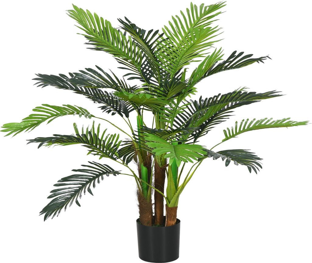 Künstliche Pflanzen, Kunst Palme, 100 cm Kunstpflanze mit 27 Zweige, Zimmerpflanze, Kunstbaum, Pflanze Deko für Indoor, Outdoor, Grün