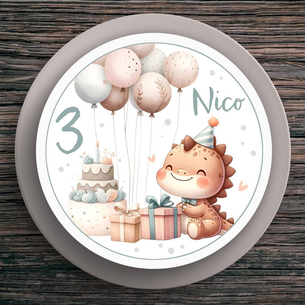 Tortenaufleger Geburtstag Dino #4 Name & Zahl (20cm)