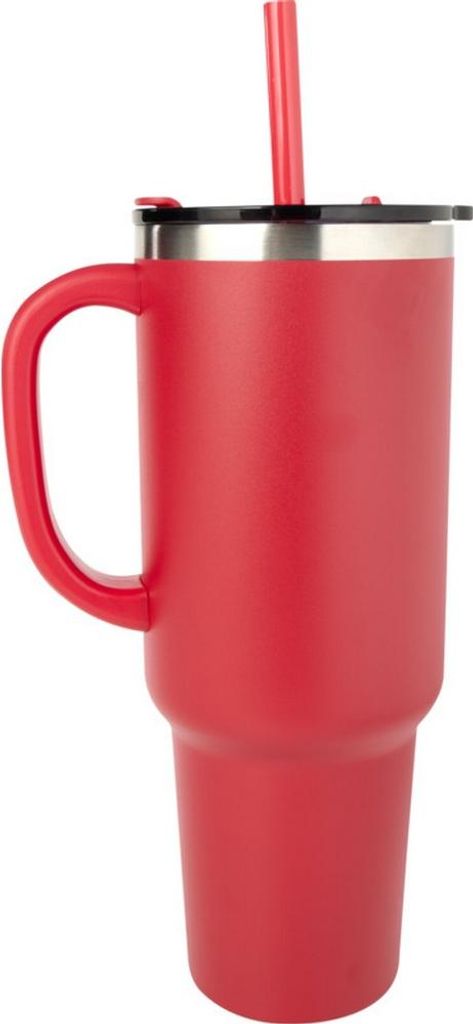 Becher mit Strohhalm "Sydney", Vakuum-isoliert, 1200ml PF4479 (Einheitsgröße) (Rot)