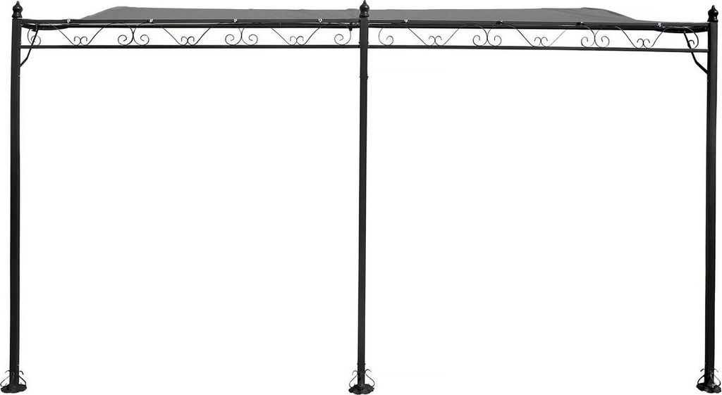 Anbaupergola gebogen aus Metall - 3 x 4 m - Grau