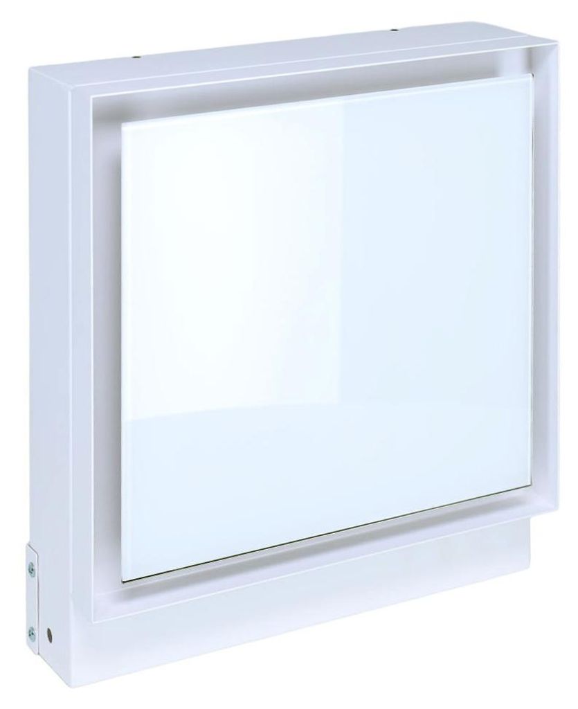 Warmluftgitter Open Air 007-UnderCover Licht 350 x 350 mm, Rahmen weiß, Front Glasplatte weiß